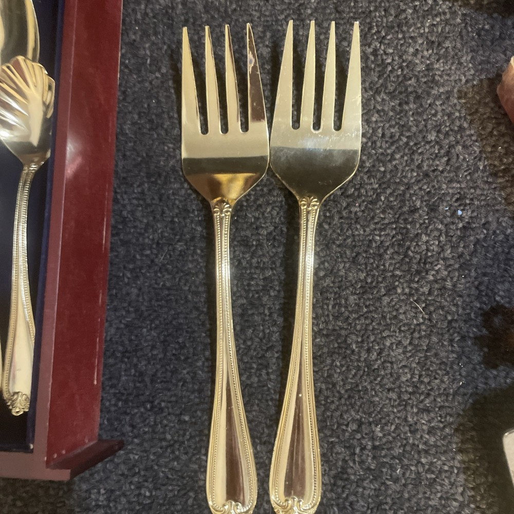 Hampton Silversmiths Stainless Steel Flatware Gold Electroplate Dining Set 98pcs
