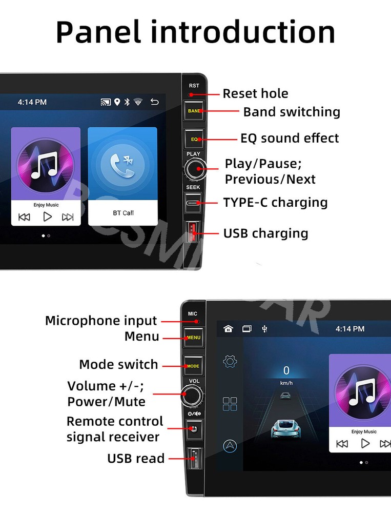 2Din Android Car Stereo Radio Bluetooth GPS Navigation for Carplay Android Auto