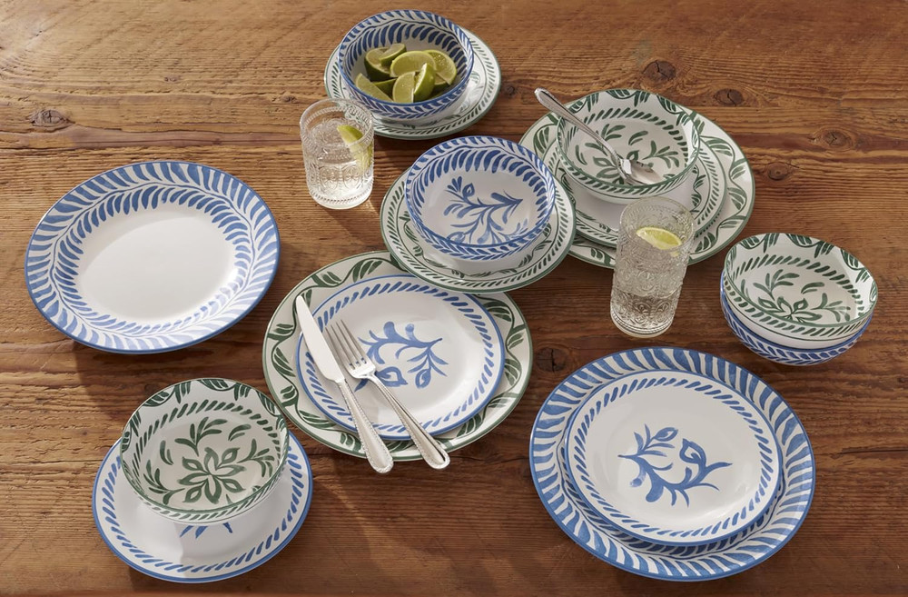 Dinnerware Set, Solear Blue 12-Piece Set, Service for 4, Stoneware Material, Dis