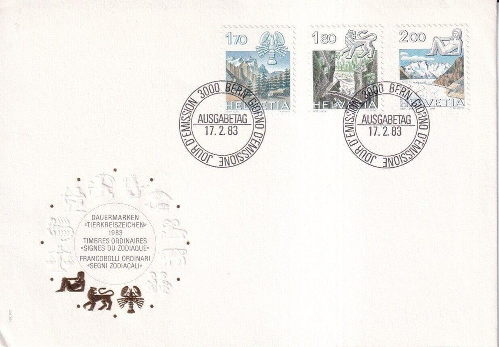 Switzerland 1983 Definitive Issues Zodiac Signs FDC