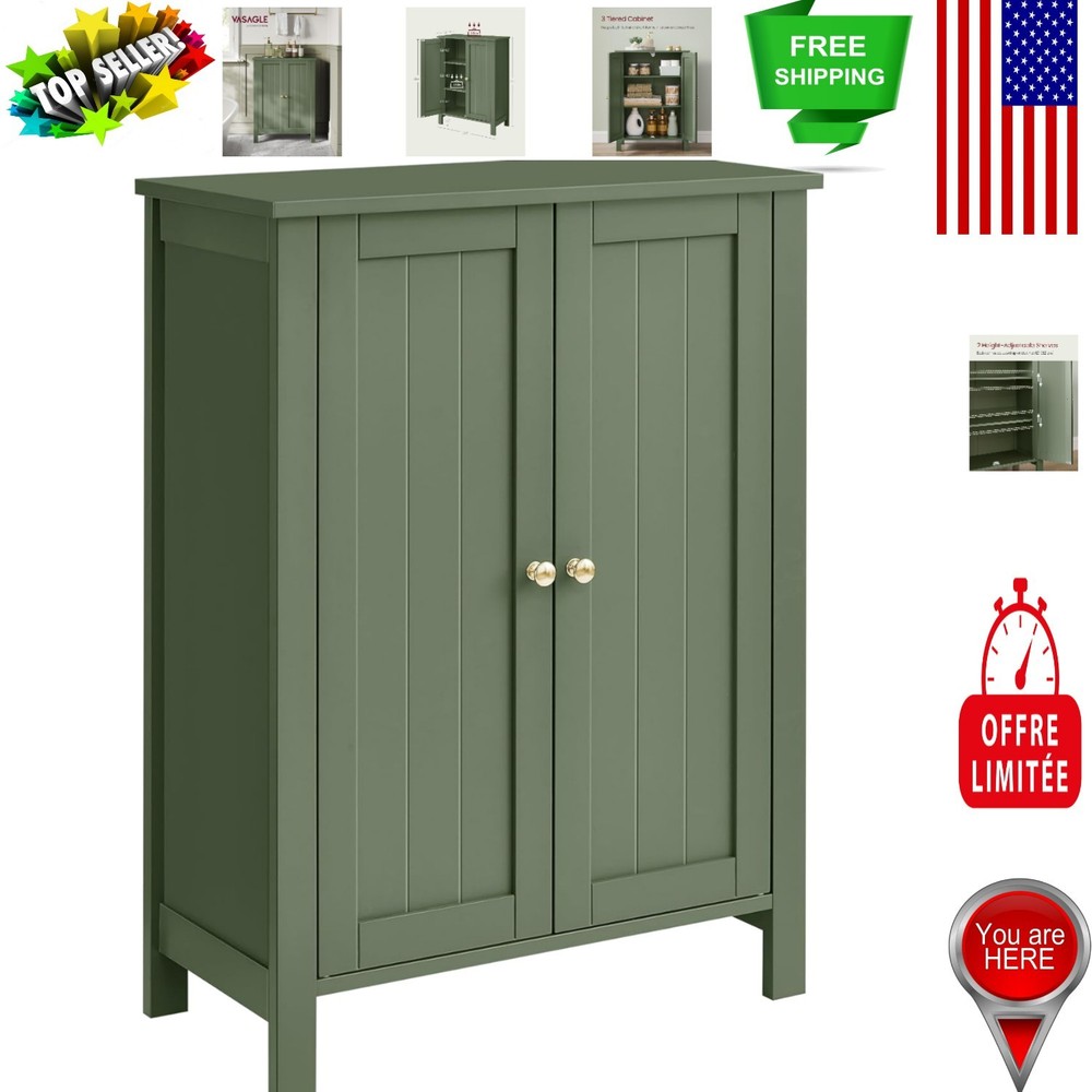 Robust Forest Green Storage Unit – 3 Compartment Cabinet with Adjustable Shelves