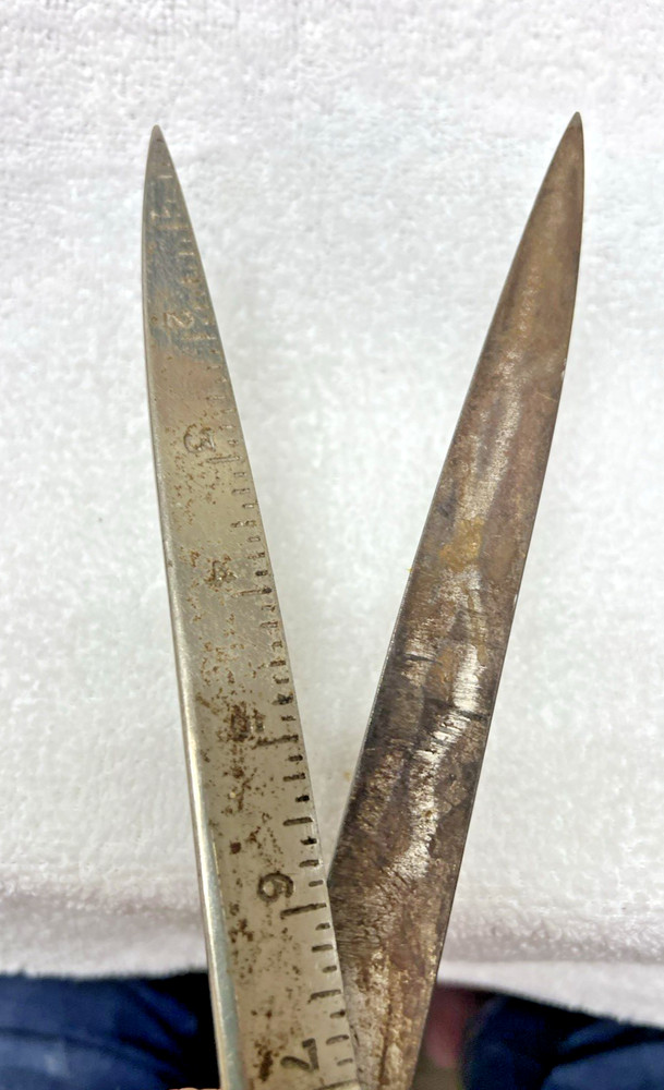Vintage Extra Long Sewing Scissors with 7 inch Ruler on Blade