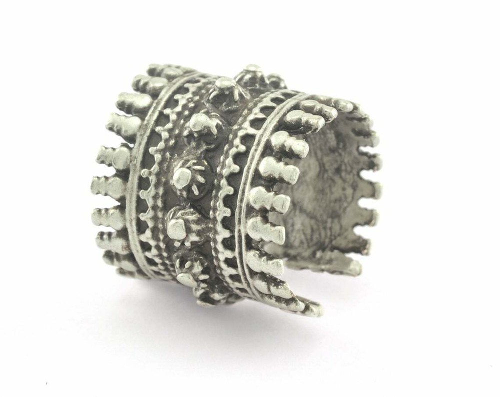 Adjustable Ring Antique Silver Plated brass 17mm 7US inner size Adjustable 3352