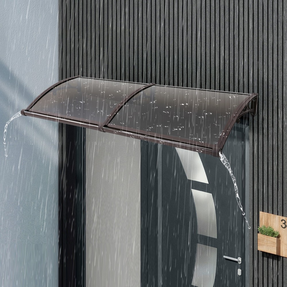 Modern Coffee Color Front Door Awning Canopy with Efficient Drainage