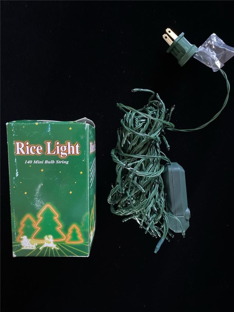 GREEN RICE LIGHTS 140 MINI BULB STRING 21' LONG CHASING & 8-WAY FLASHING ADJUST