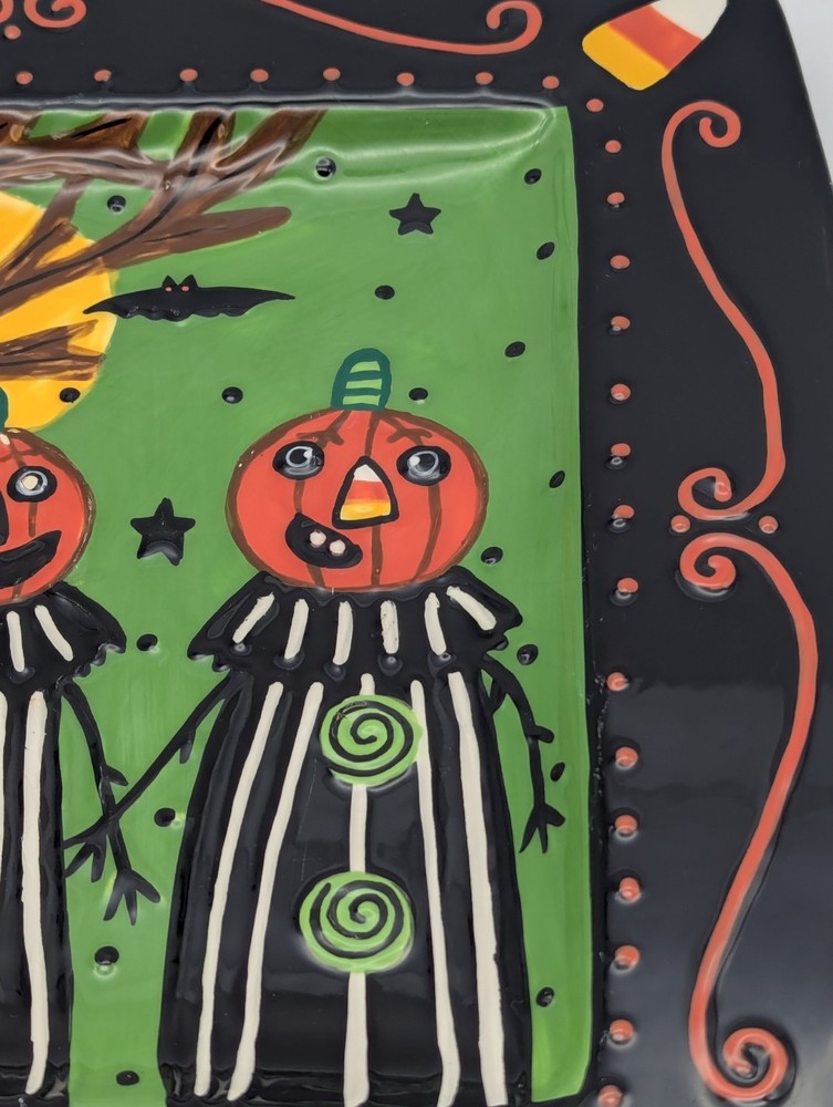 Bloom/ Bethany Lowe Designs Halloween Pumpkin Men Square Ceramic Platter