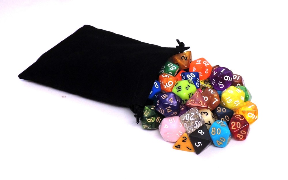 56 Polyhedral Dice with Bag - Includes 8 Complete Sets of 7 - RPG D&D Pathfinder