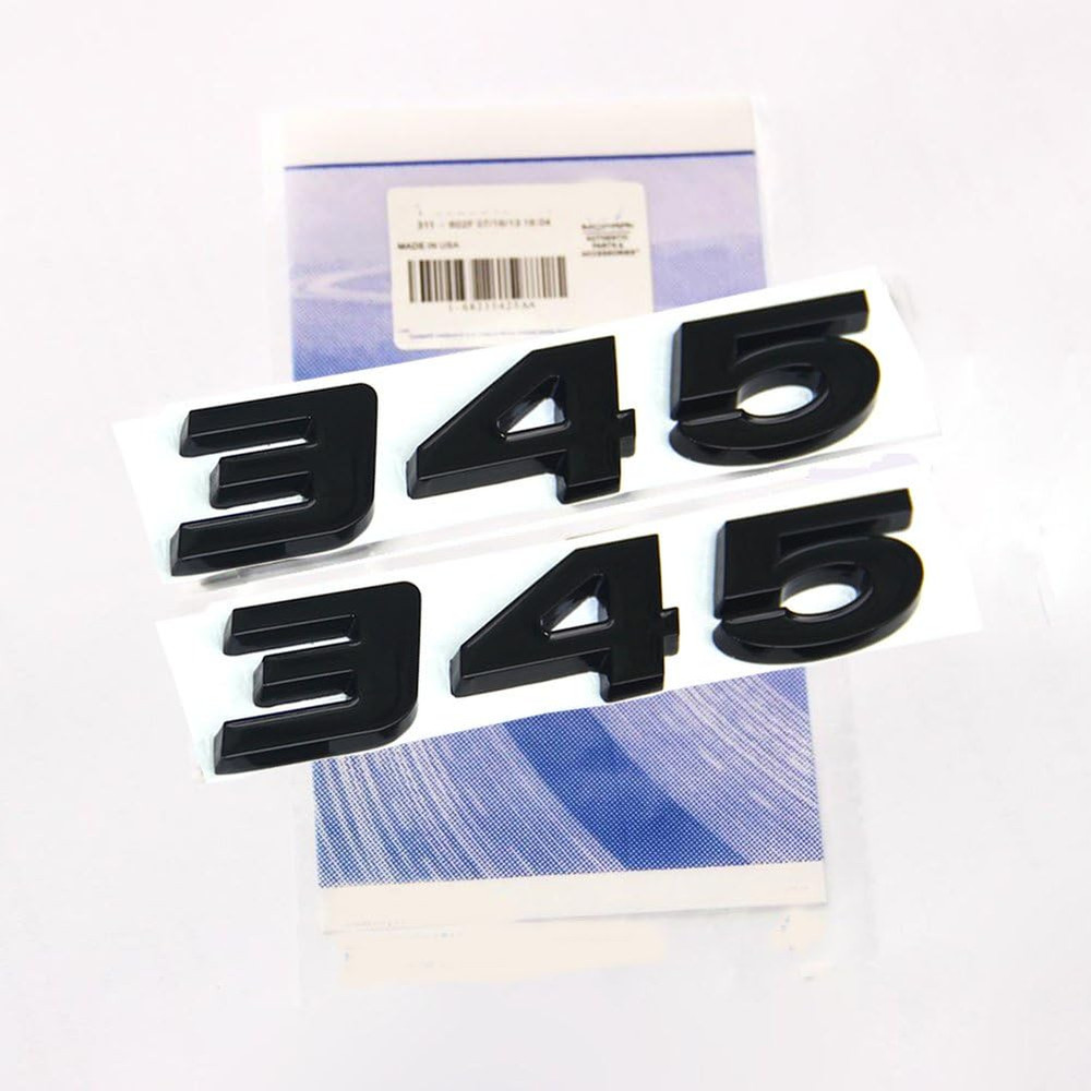 2Pack Black 345 Emblems Badge Decal 3D Logo Nameplate Compatible with 300C Red