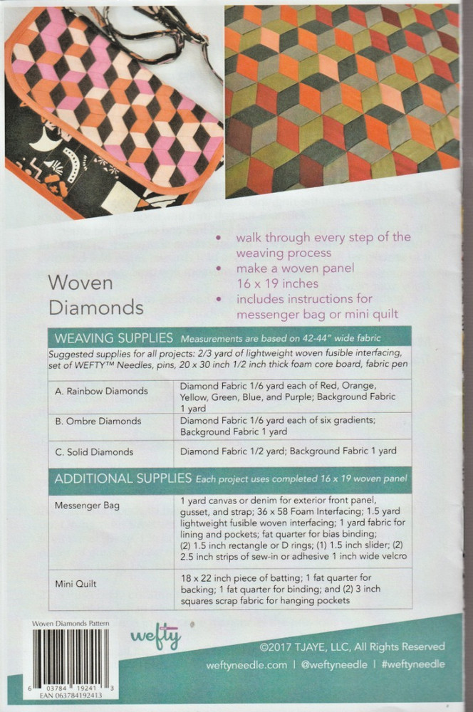 Woven Diamond - QUILT PATTERN - Weaving - Wefty - Panel 16" x 19"