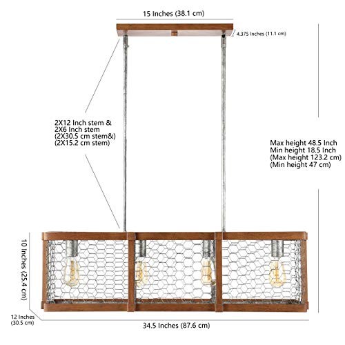 JYL7519A Gaines 34.5" Linear 4-Light Adjustable Iron Rustic Industrial LED
