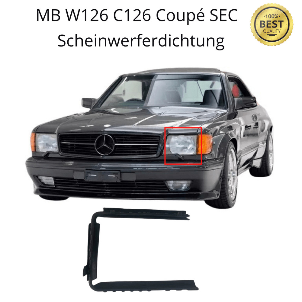 W126 C126 Coupe SEC Headlight Seal Left New