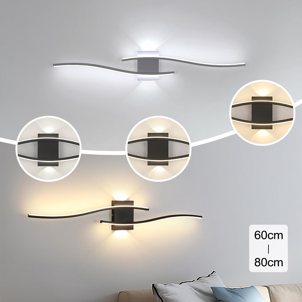 Modern Creative Wave Strip Led Wall Light Fixture Industrial Wall Sconce 3 Color