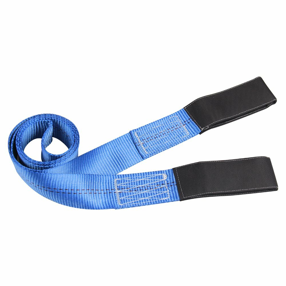 6' x 2" Blue Nylon Web Sling Lift Tow Strap Heavy Duty Polyester Web Loop Ends