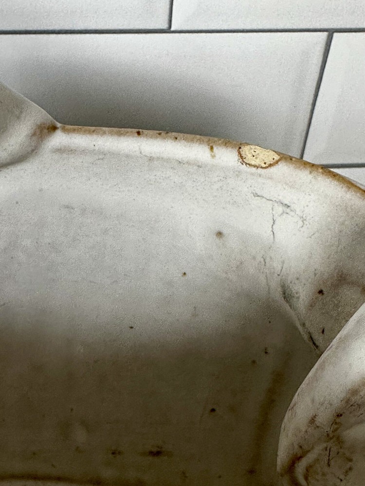 Cream Oval Cinched Edge Studio Pottery Planter Signed "Leech"