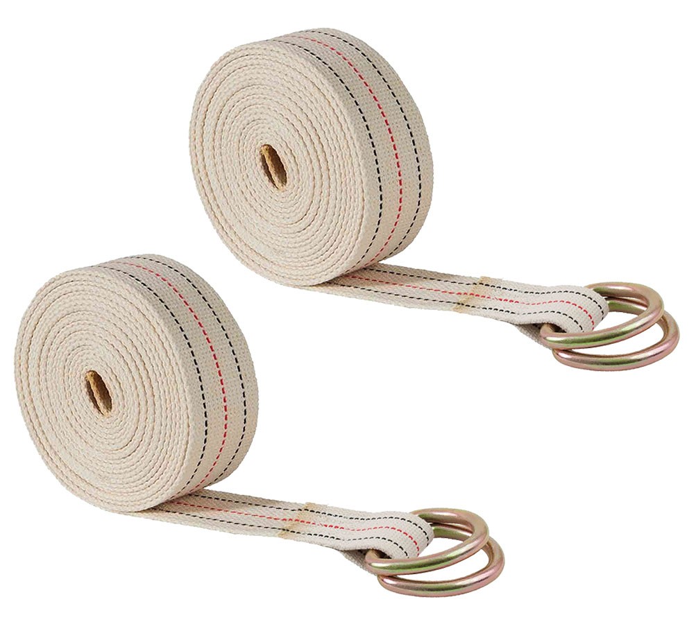 2" x 48" Rug Strap with 2 D-Rings, Cotton Webbing (2 Pack)