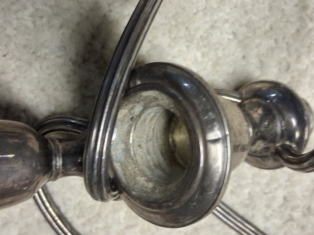 Gorham STERLING Silver 3 Light Candelabra Inserts Weighted 22oz/1.6lbs