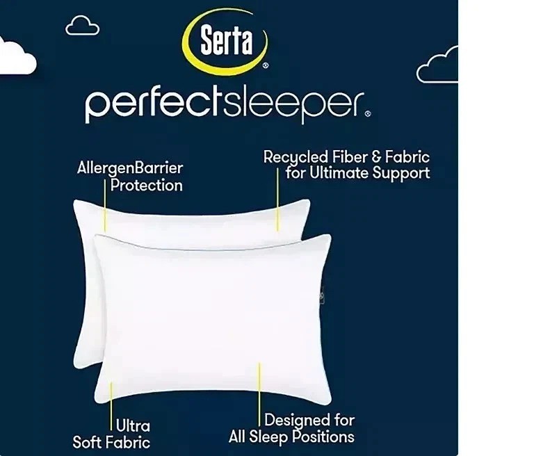 Serta Perfect Sleeper Comfy Sleep Eco-Friendly Bed Pillow, 2 Pack