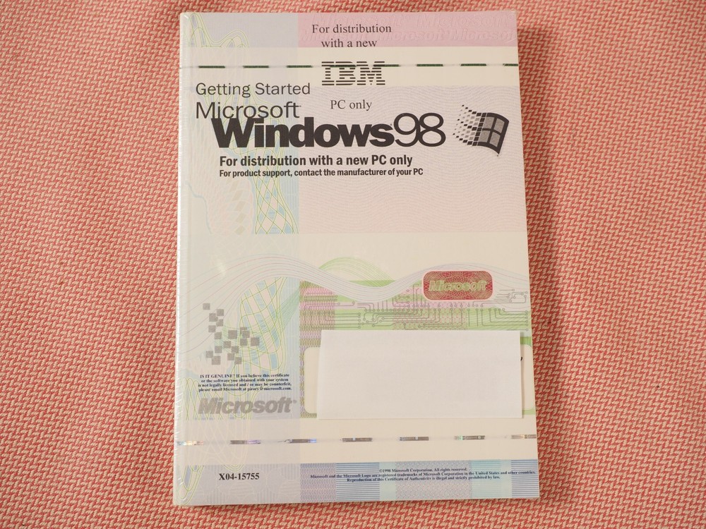 Microsoft Windows 98 Getting Started Book IBM SEALED X04-15755