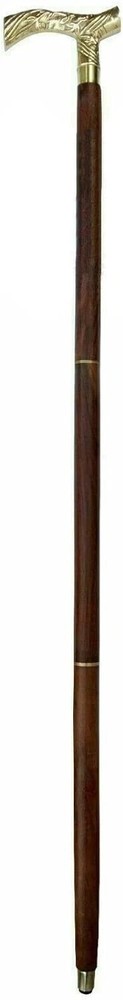 Victorian Solid Brass Engraved Head Handle Handmade Wooden Walking Stick Cane