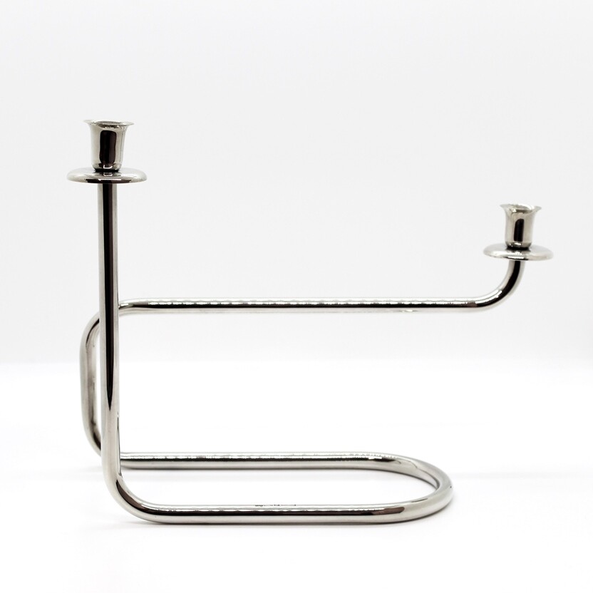 Candle Holder Two Flames In Silver Cesa