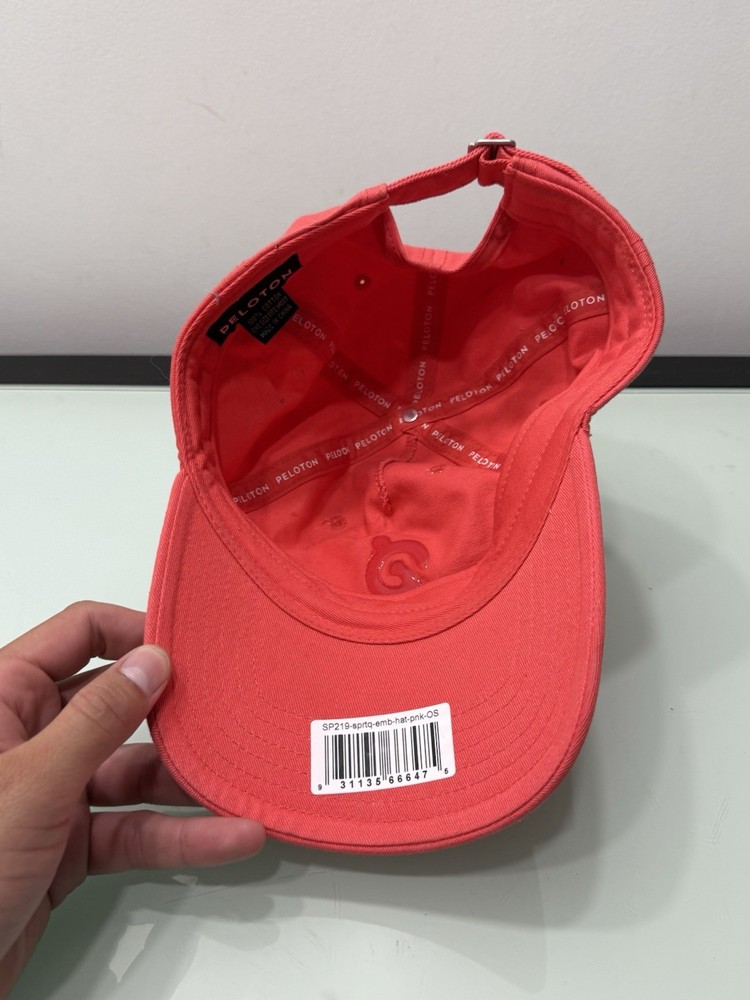 PELOTON Adjustable Strapback Hat Cap Embossed Logo CORAL
