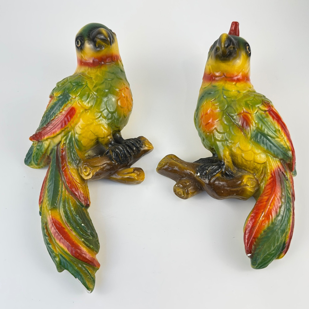 Mid-Century Chalkware Parrot Bird Wall Hanging