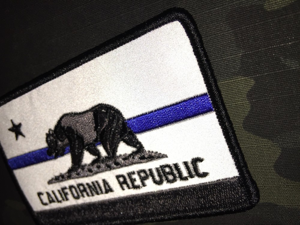 REFLECTIVE Subdued Thin Blue Line California State Flag Patch
