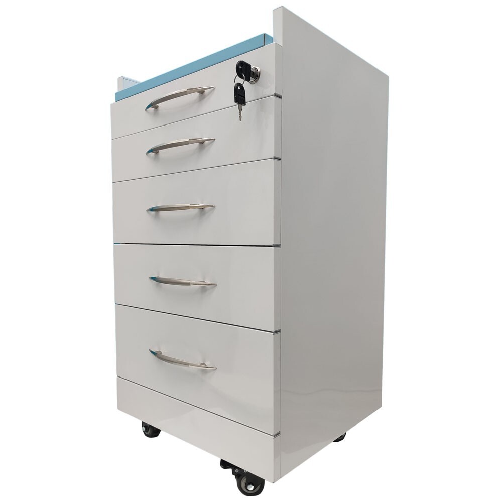 4 Drawer Removable Dental Assistant Mobile Cabinet & Cupboards w/Divider Bracket