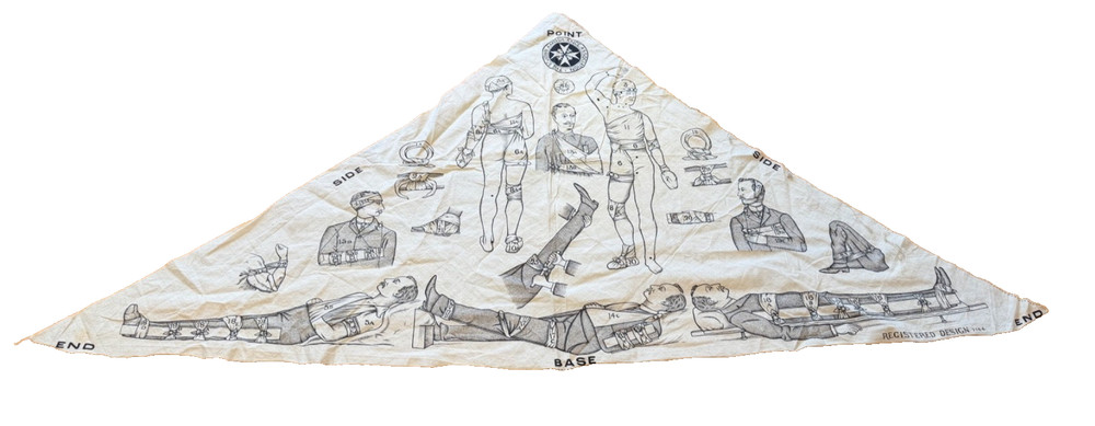WW1 St John Ambulance Triangular Bandage Instruction Cloth First Aid Training