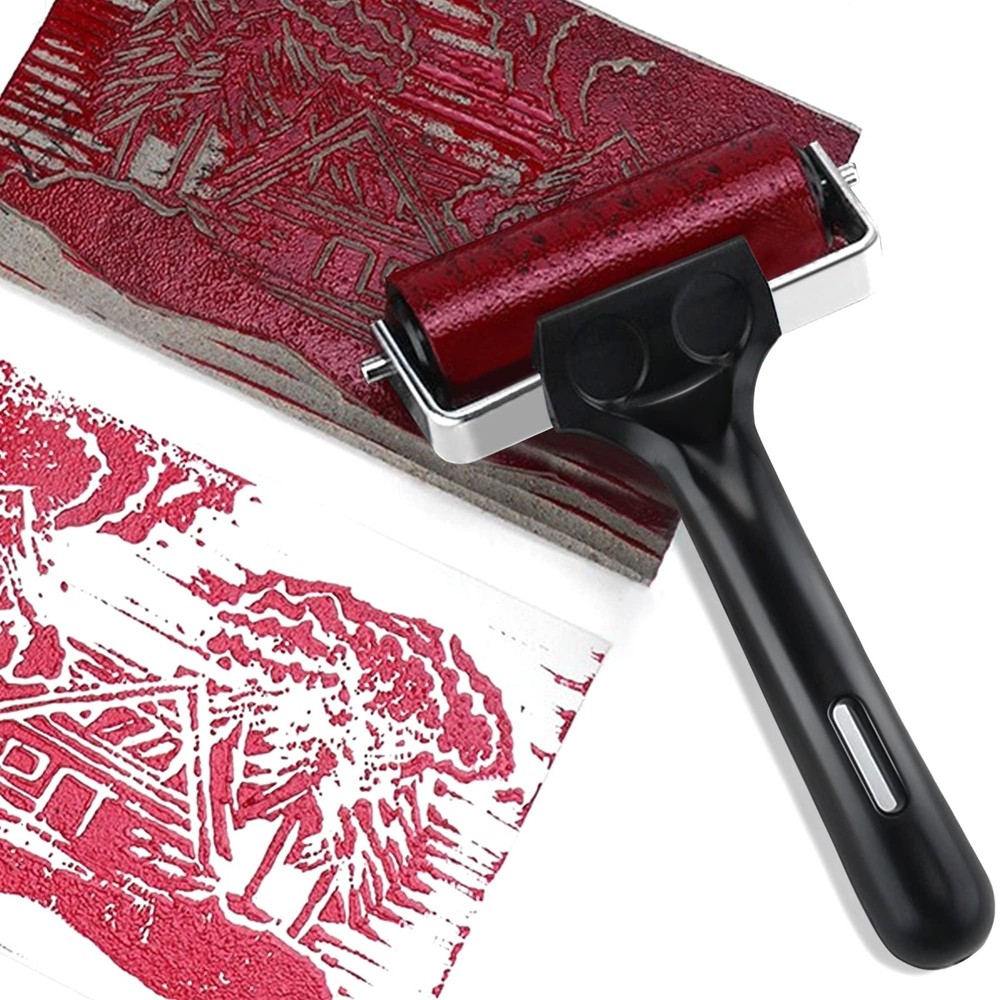 4 Inch Brayer Roller Printmaking Rubber Press Roller for Crafts Projects Ink