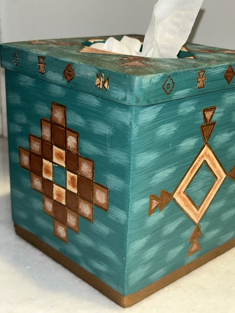 MESA NATIVE AMERICAN TISSUE BOX COVER CERAMIC COLORFUL