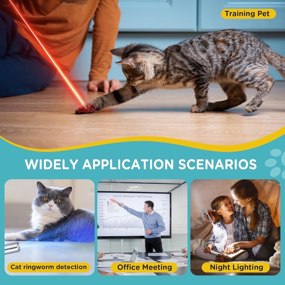 Multi-Functional USB Cat Toy - 3 Light Colors for Exciting Pet Play and Training