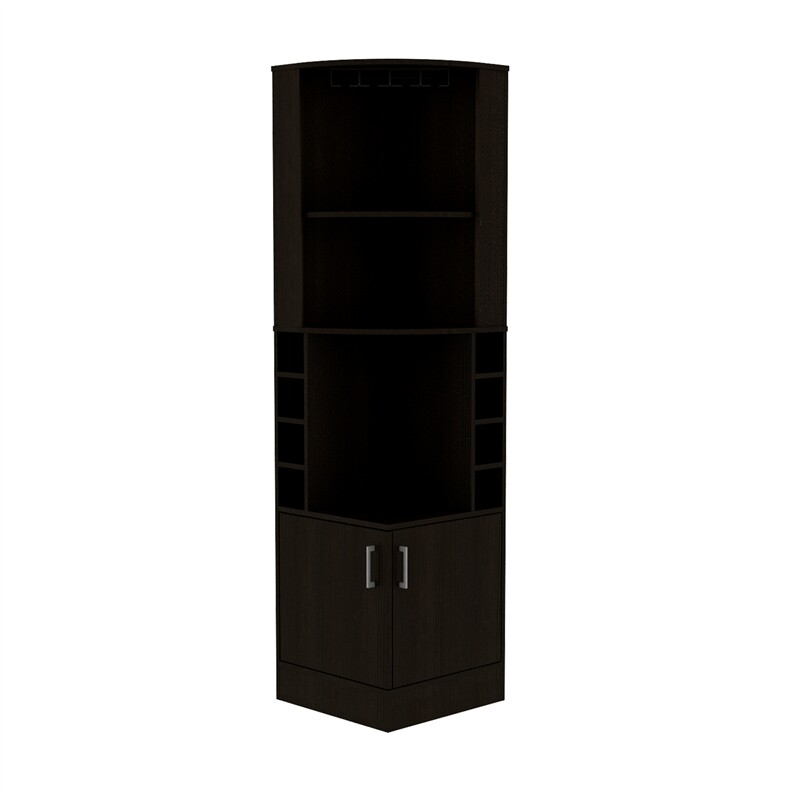 TUHOME Syrah Corner Bar Cabinet in Black