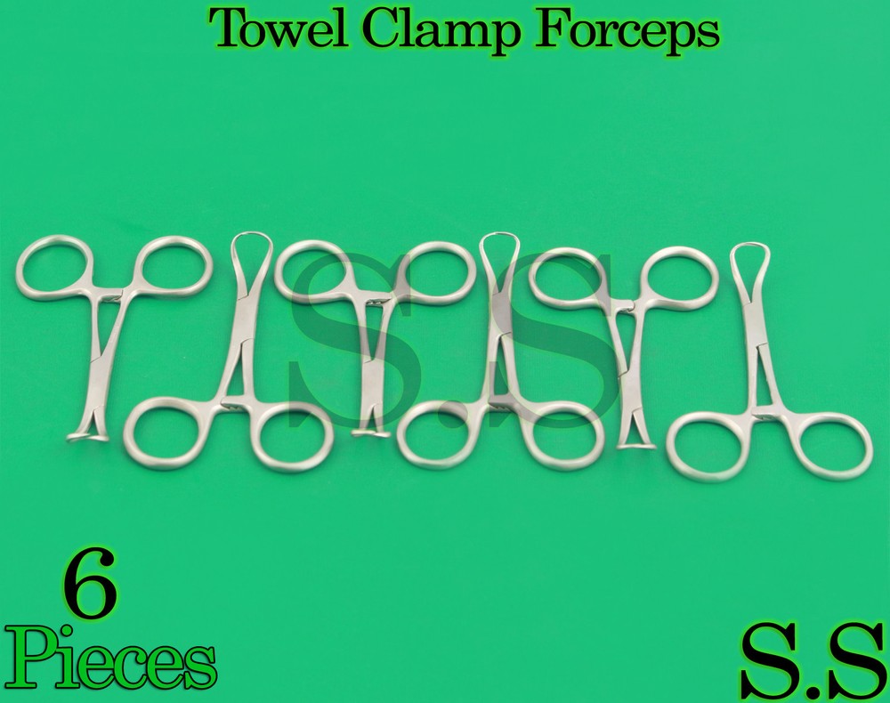 6 BACKHAUS TOWEL CLAMP Forceps 3.5"