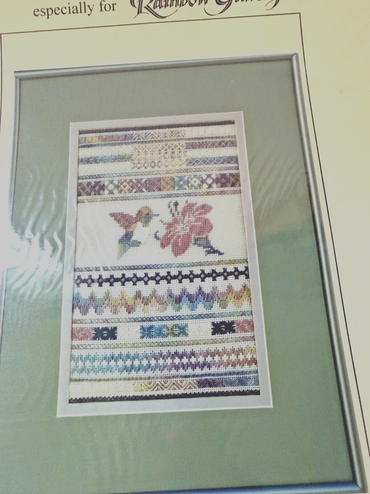 Hummingbird Sampler printed needlepoint pattern Rainbow Gallery AJR Patterson