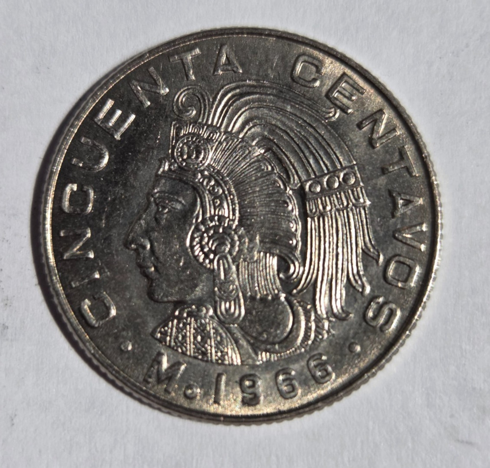 1966 Cincuenta 50 Centavos AU+