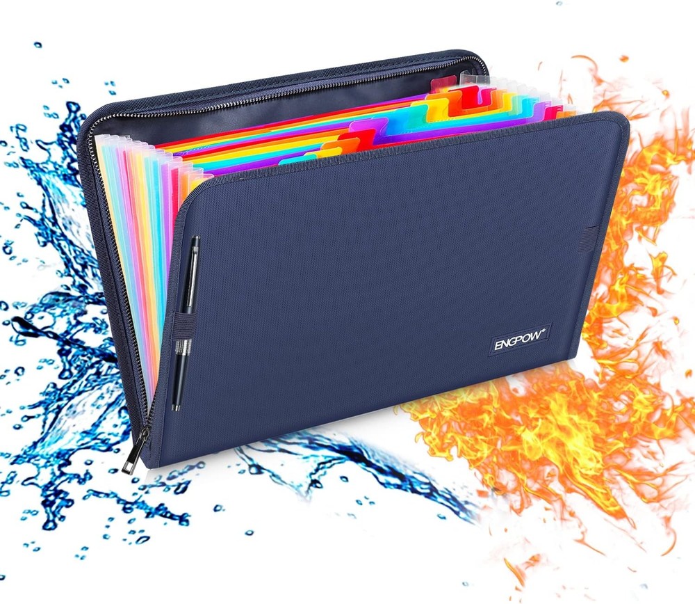 Expanding File Folder Important Document Organizer Fireproof Document Bag-A4