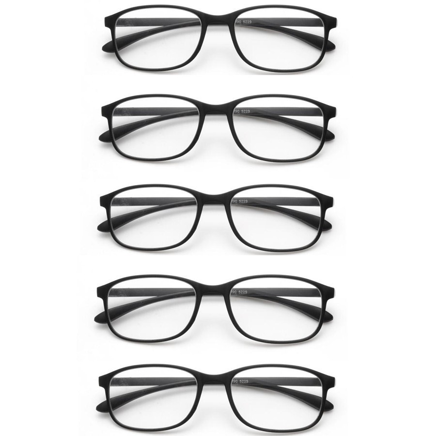 5 Pack Flexible Reading Glasses TR90 Frame Reader Presbyopic Spectacles Eyeglass