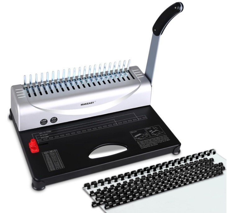 21-Hole Comb Binding Machine –450 Sheets Capacity with Spines for Letter, A4, A5
