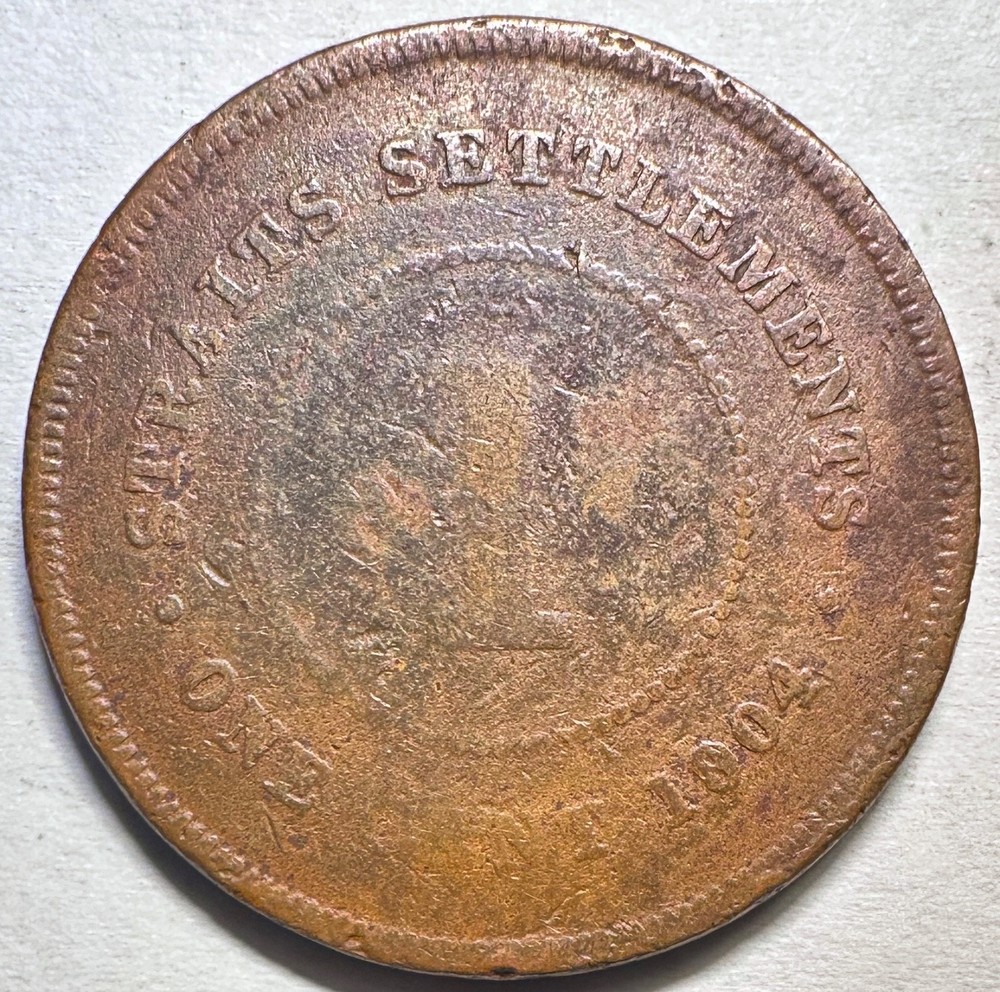1904 Straits Settlements 1 Cent, Edward VII VG