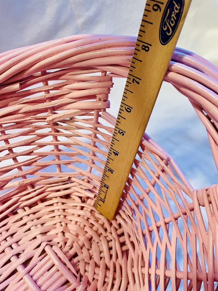 Oval Willow Pink Basket Wicker Easter Woven Tabletop Fruit Kitchen Decorative XL