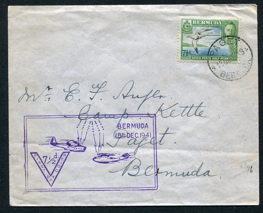 BERMUDA (23530): FIRST FLIGHT COVER/postmark/cancels 1941