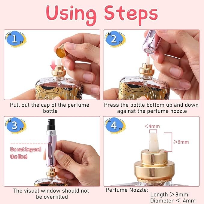 2 Pcs Travel Portable Mini Refillable Perfume Atomizer Bottle Spray Pump Case