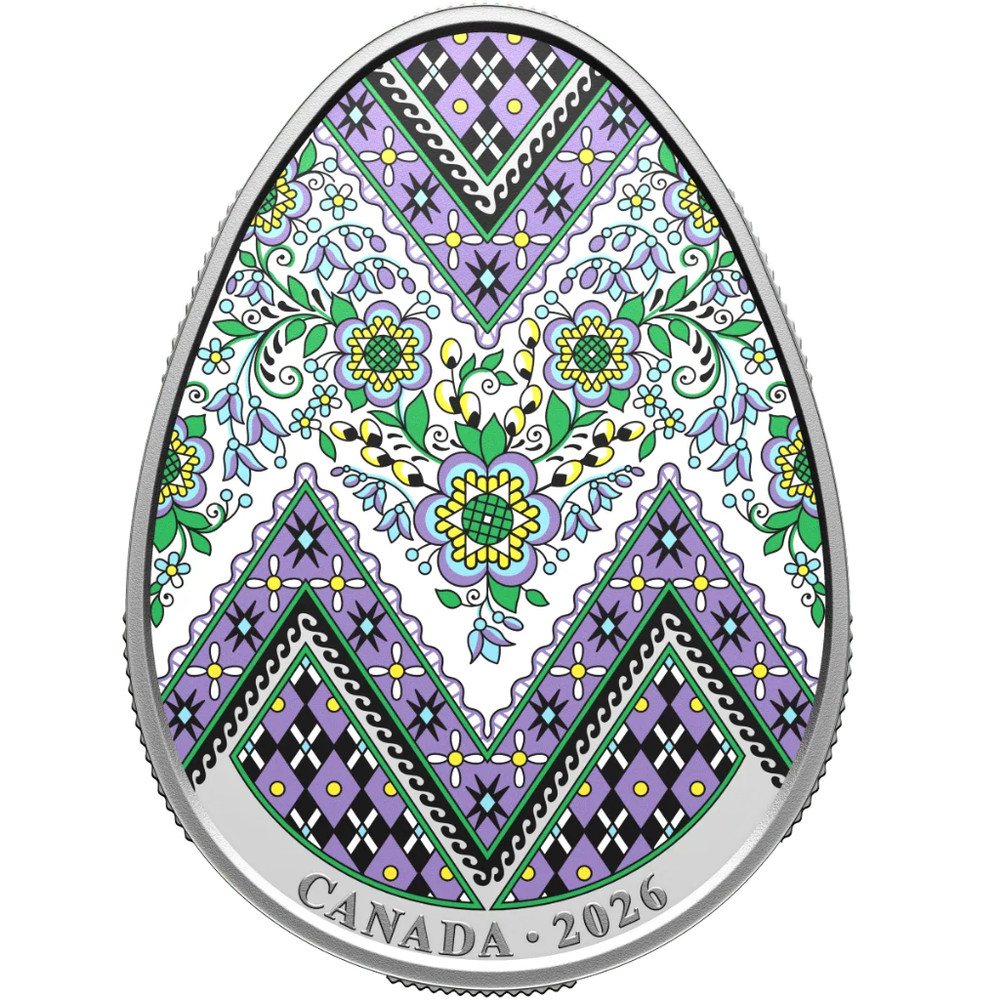2025 Canada Pysanka Egg Shaped 1oz 9999 Silver Proof Coin