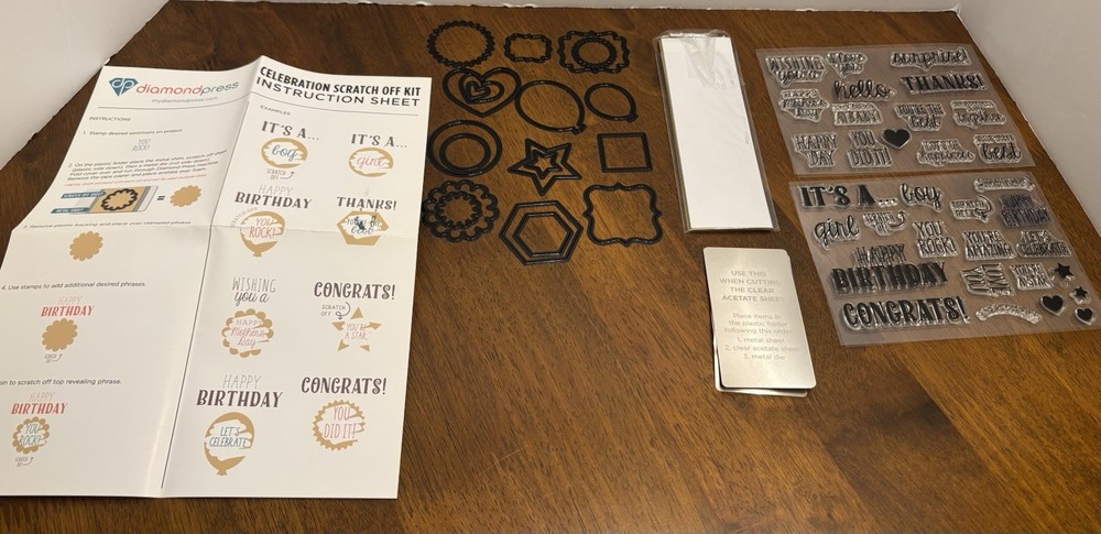 Diamond Press Celebration, Scratch Off Kit Stamp, And Die Set ￼
