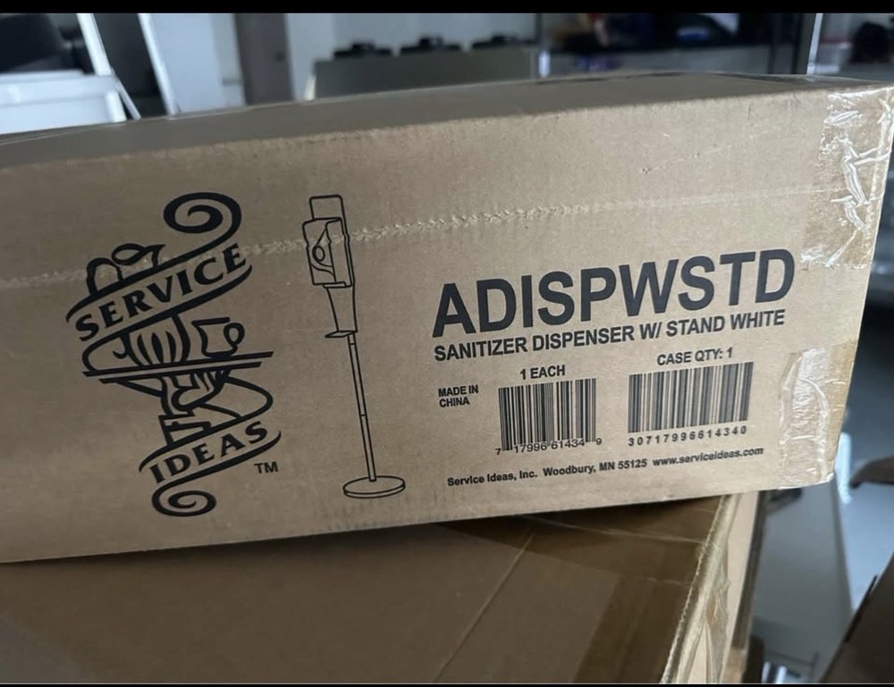 Service Ideas ADISPWSTD Sanitizer Dispenser with Stand White