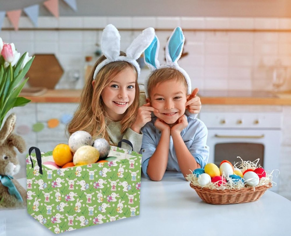 Sanjiaofen Rectangular Easter Baskets, Easket Basket for Kids.Cute Storage Ba...