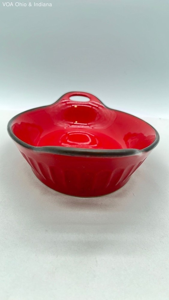 Member's Mark Red Ceramic Oval Baking Dish Ribbed Casserole