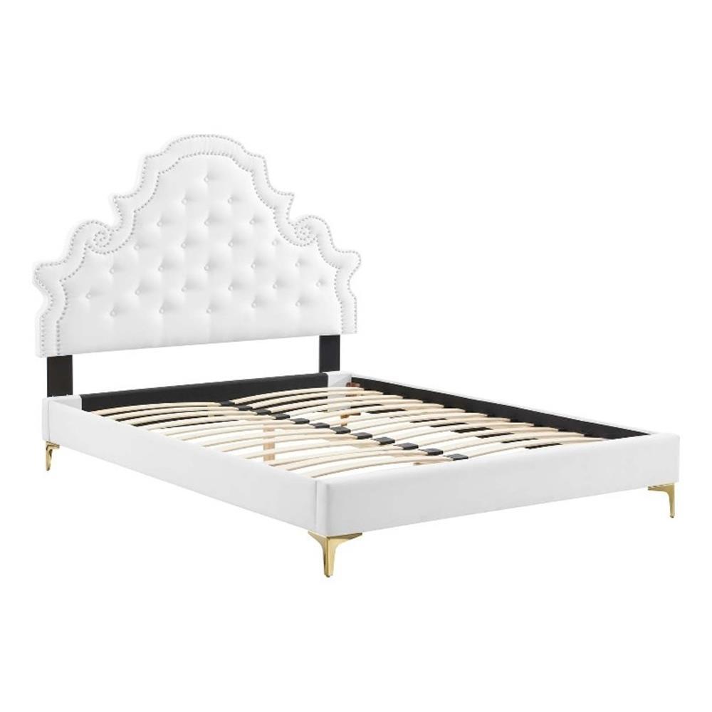 Modway Gwyneth Performance Velvet Full Platform Bed in White