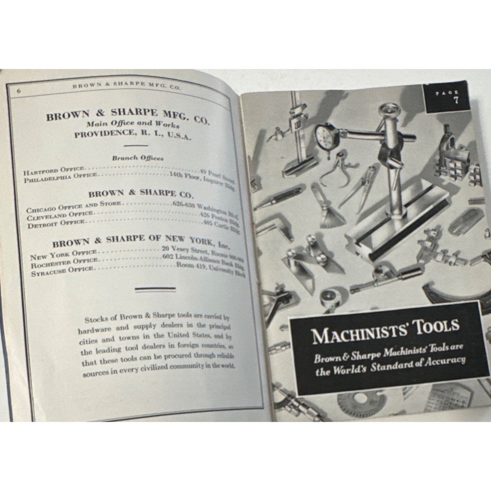Brown & Sharpe 1938 Small Tools Catalog #33 Mechanic Tools Reference SC Vintage